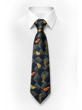 Vintage Keith Daniels Fishing Tie Mens Angler Novelty Lure Necktie